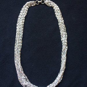 Signed Sarah Coventry Multi Strand Silver Necklace